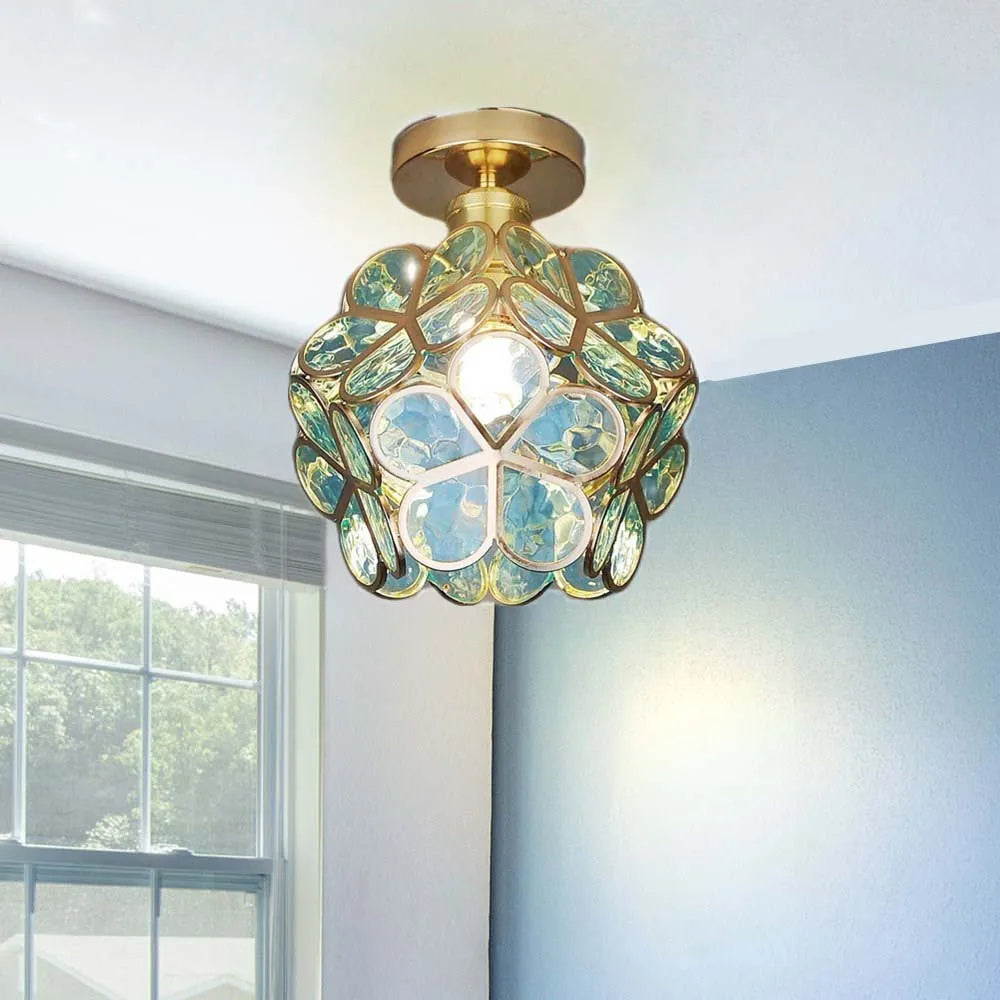 Deckenleuchte Blumen Glas – Florales Design mit E27-Fassung für Flur & Wohnraum