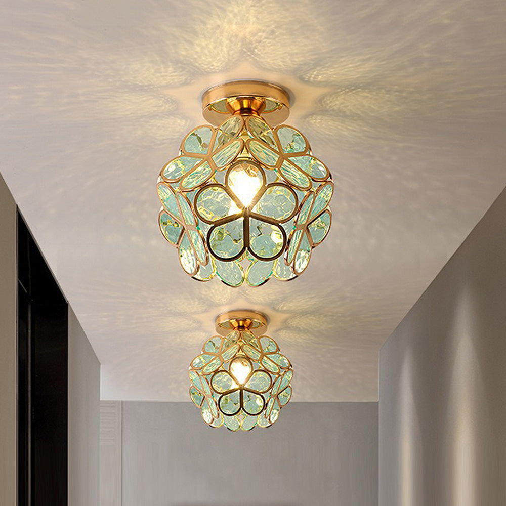 Deckenleuchte Blumen Glas – Florales Design mit E27-Fassung für Flur & Wohnraum