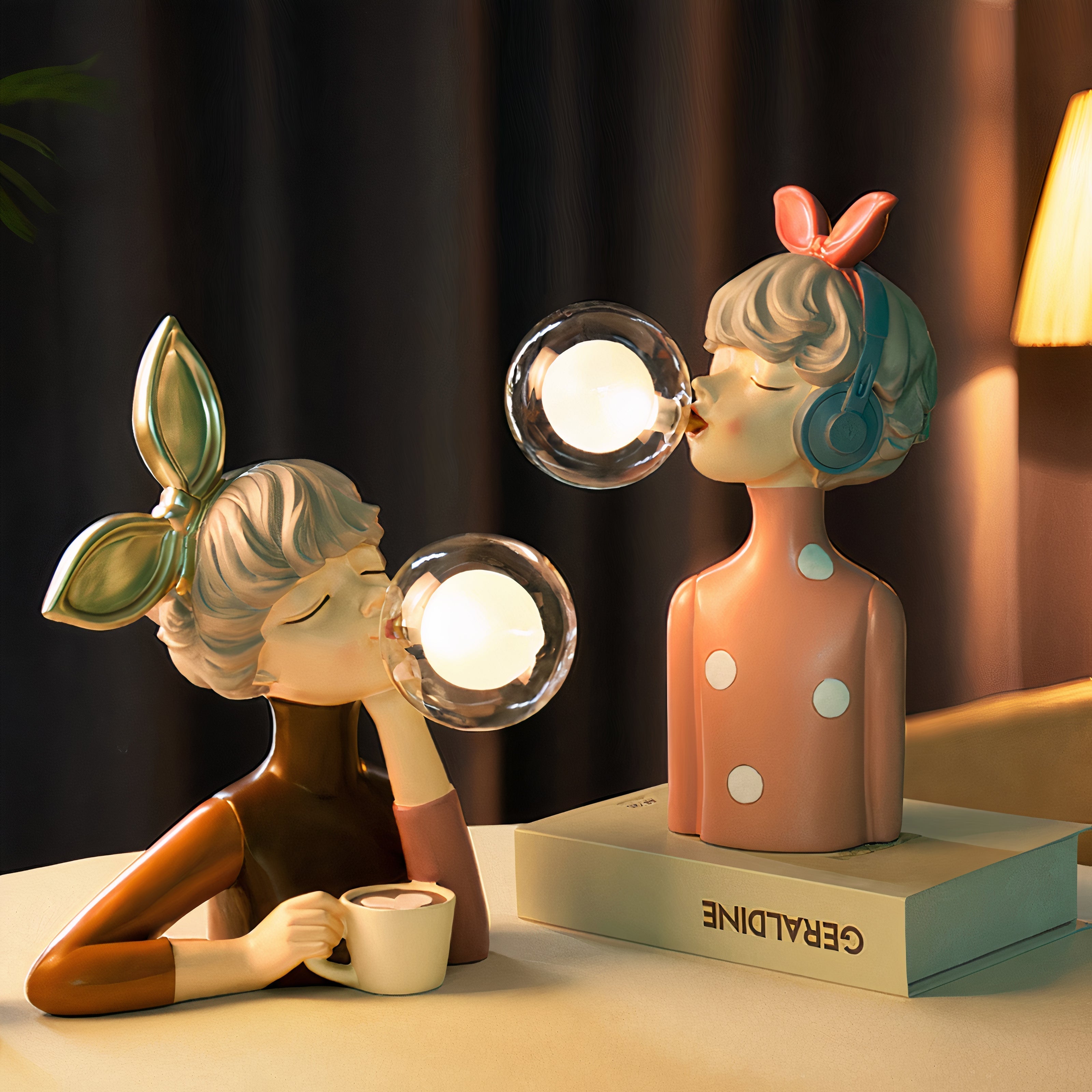 Tischlampe Holz Glas – Handgefertigt mit USB-Anschluss für Wohn- & Schlafzimmer