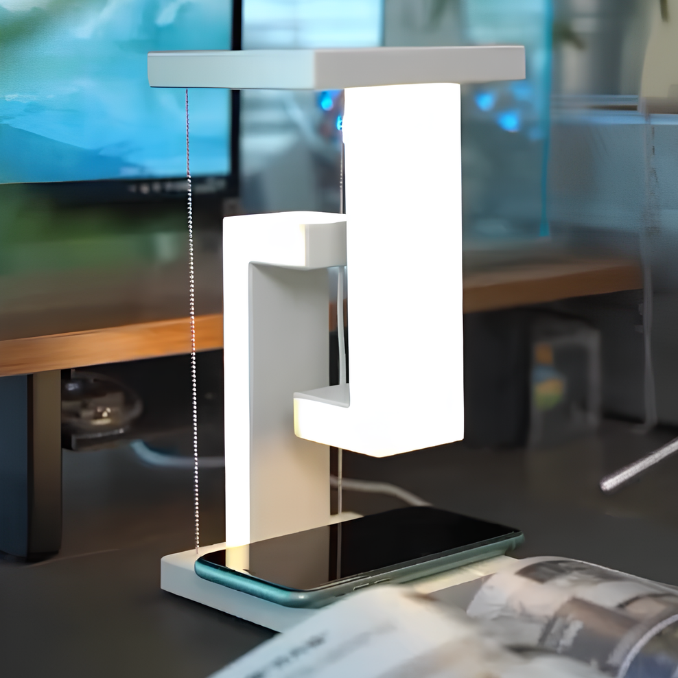 Schwebende LED Lampe mit Wireless Charging – Modernes Design & Touchsteuerung