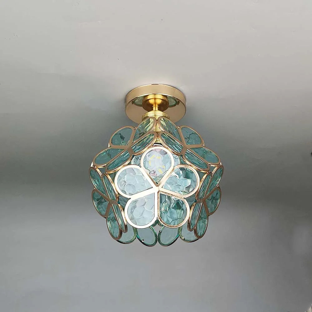 Deckenleuchte Blumen Glas – Florales Design mit E27-Fassung für Flur & Wohnraum