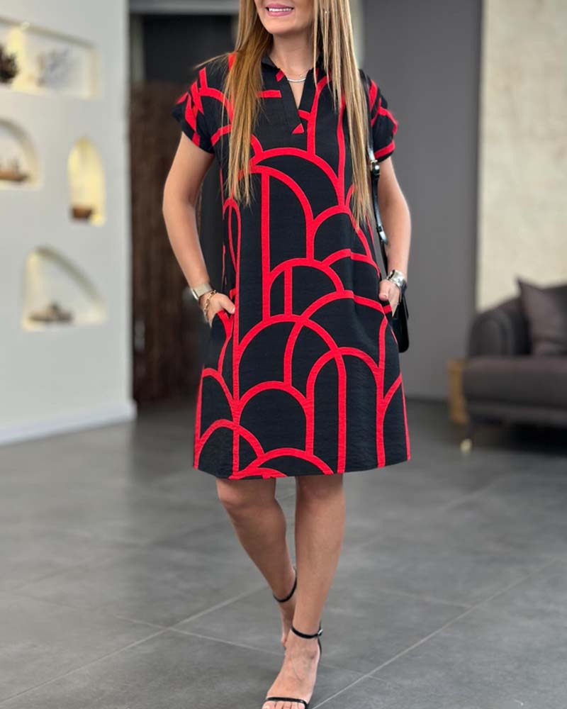 Kleid mit Seitentaschen Elegant Sommerkleid Freizeit