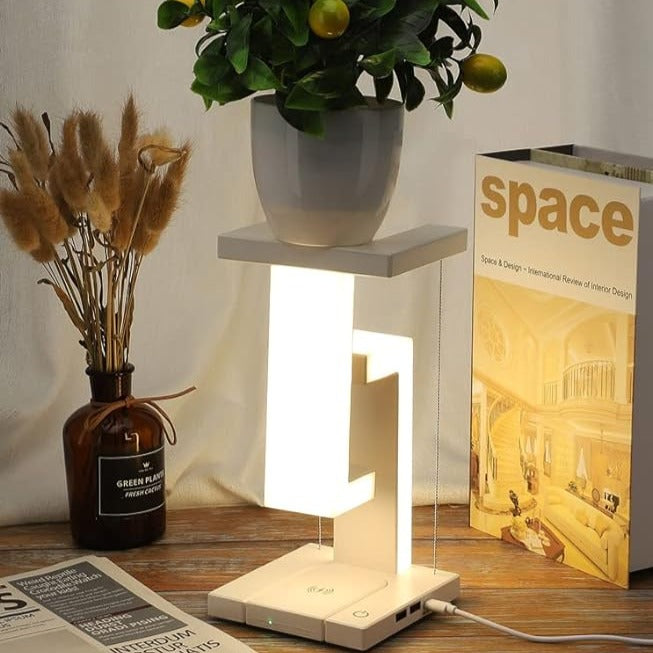 Schwebende LED Lampe mit Wireless Charging – Modernes Design & Touchsteuerung