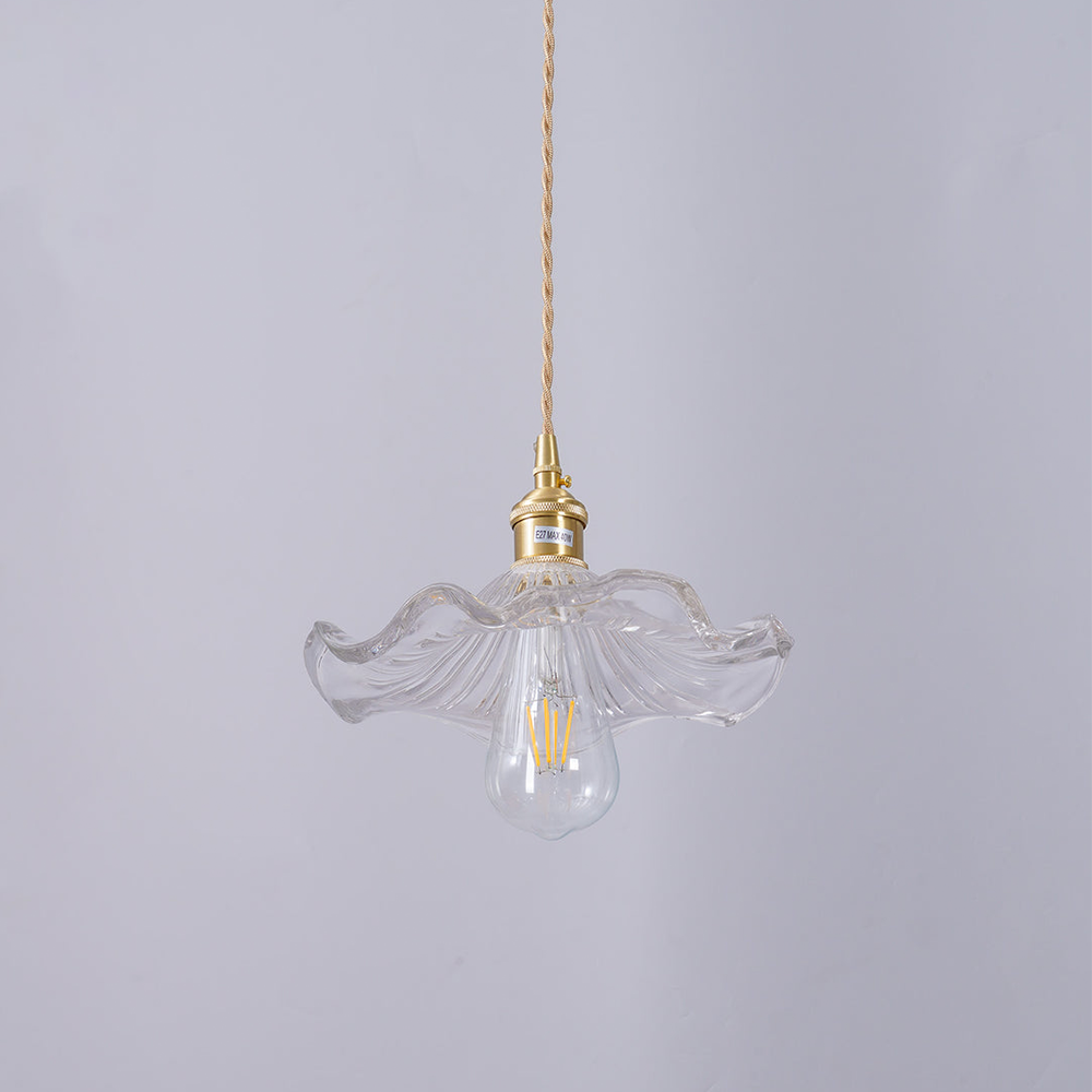 Hängeleuchte Blütendesign – Hibiskusform aus Glas & Messing