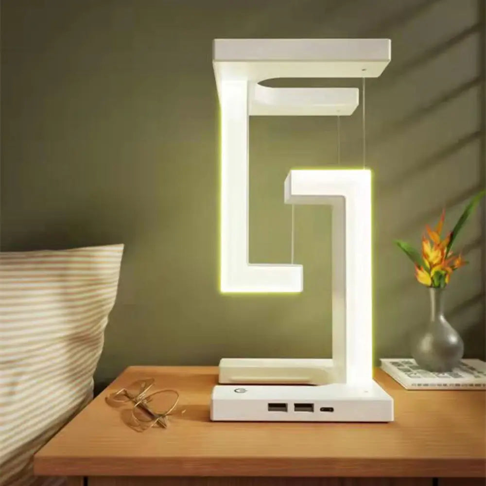 Schwebende LED Lampe mit Wireless Charging – Modernes Design & Touchsteuerung