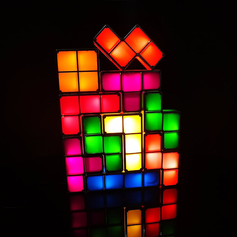 LED Stapellampe Retro – Interaktive Leuchtblöcke mit Netzbetrieb, 7 Farben