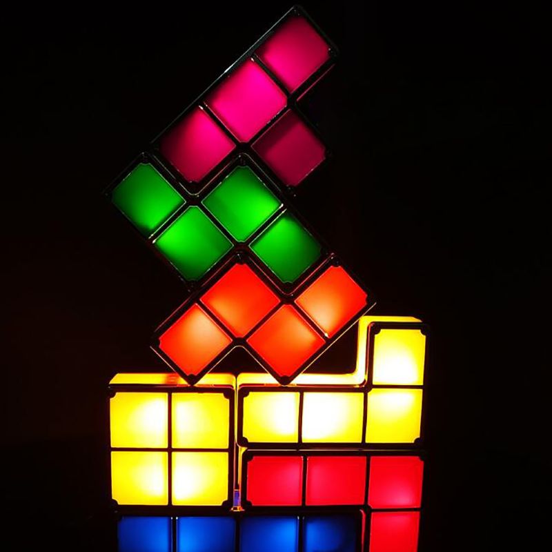 LED Stapellampe Retro – Interaktive Leuchtblöcke mit Netzbetrieb, 7 Farben