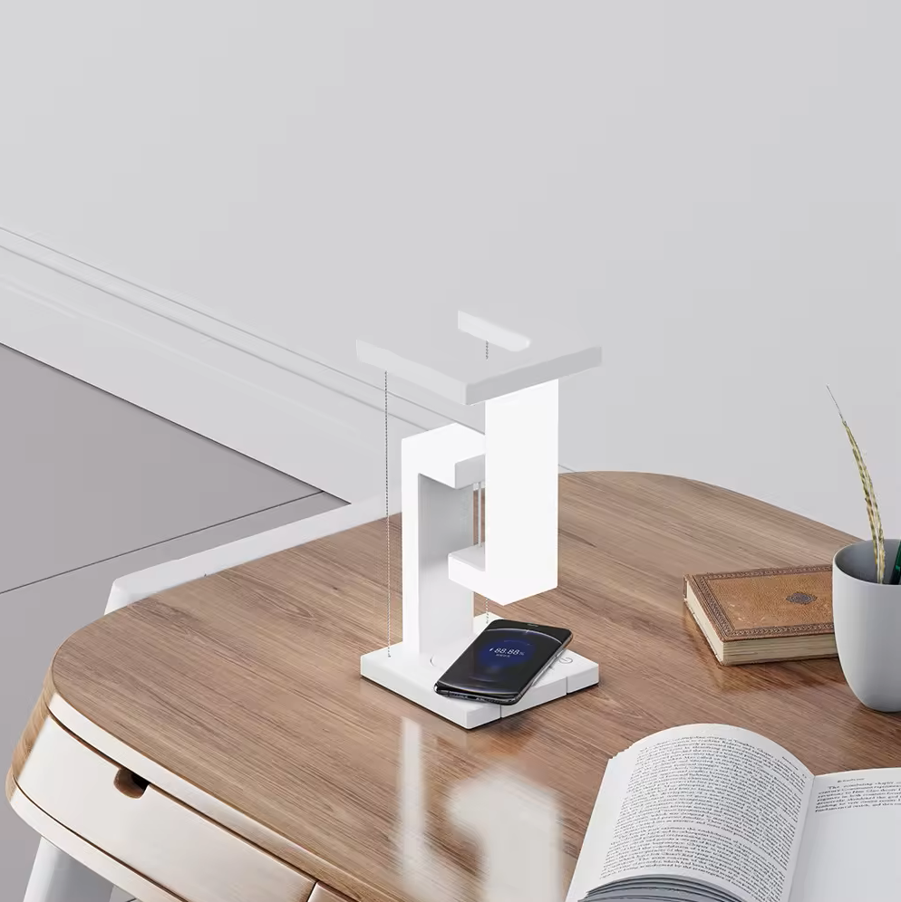 Schwebende LED Lampe mit Wireless Charging – Modernes Design & Touchsteuerung