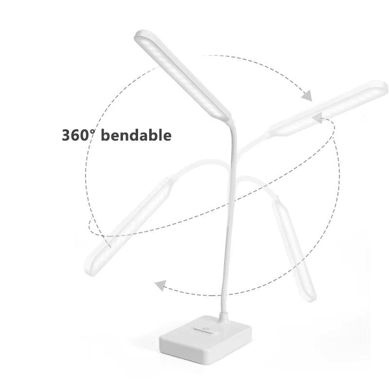 LED Schreibtischlampe dimmbar – Flexibler Arm, USB oder Stecker, 3 Lichtfarben