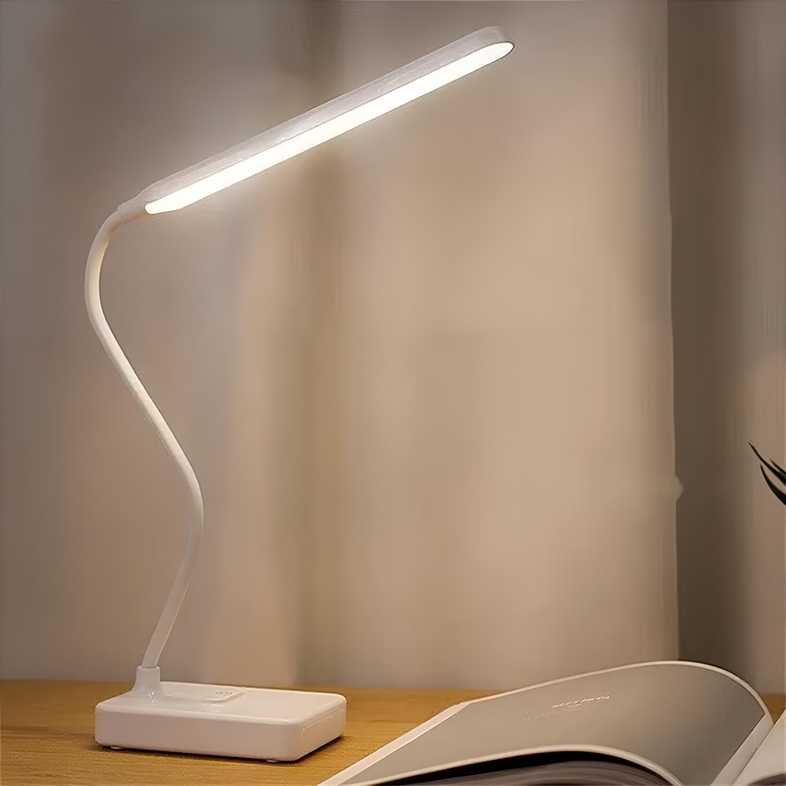 LED Schreibtischlampe dimmbar – Flexibler Arm, USB oder Stecker, 3 Lichtfarben