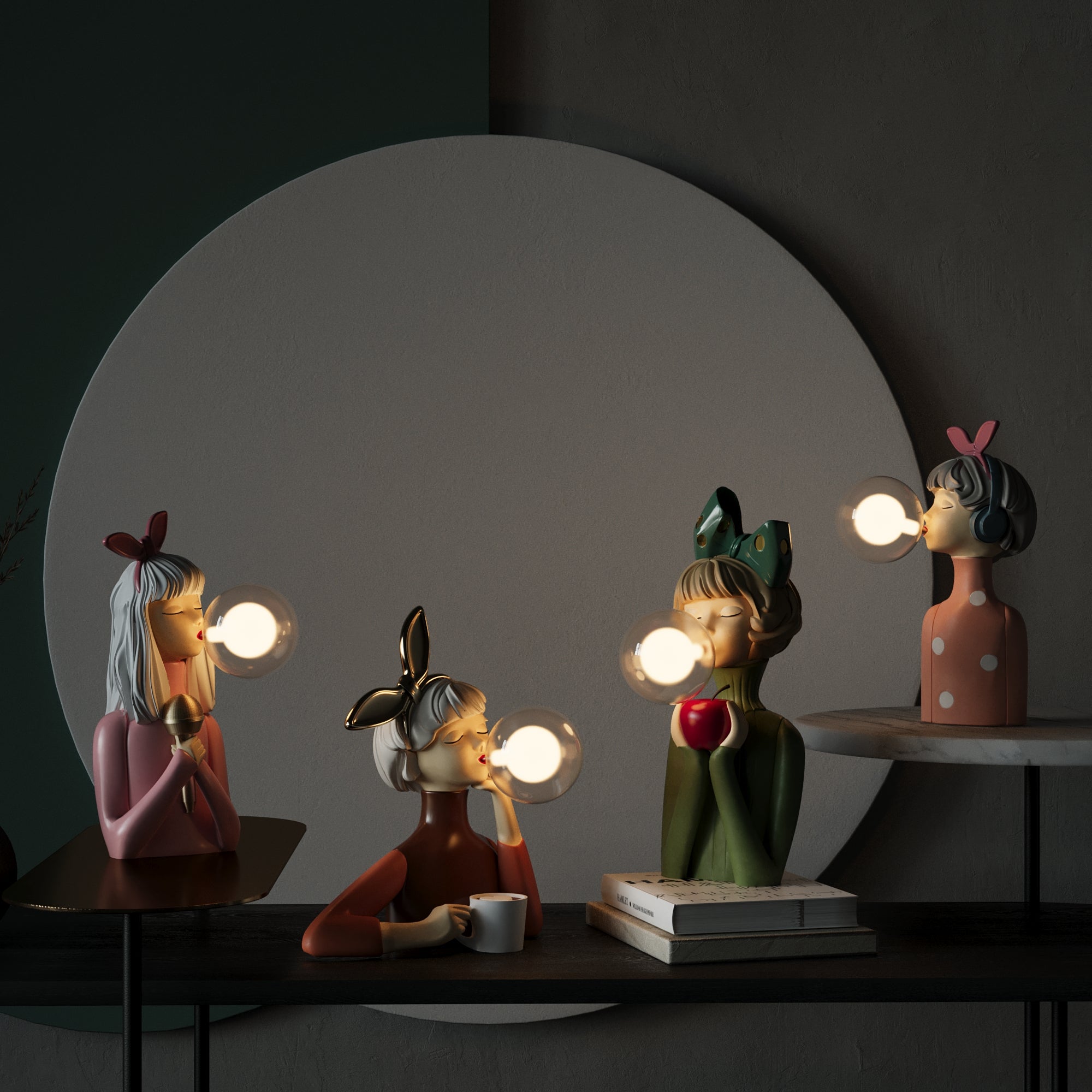 Tischlampe Holz Glas – Handgefertigt mit USB-Anschluss für Wohn- & Schlafzimmer