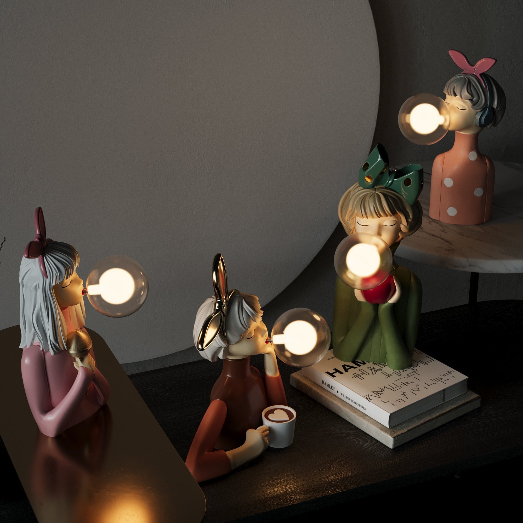 Tischlampe Holz Glas – Handgefertigt mit USB-Anschluss für Wohn- & Schlafzimmer