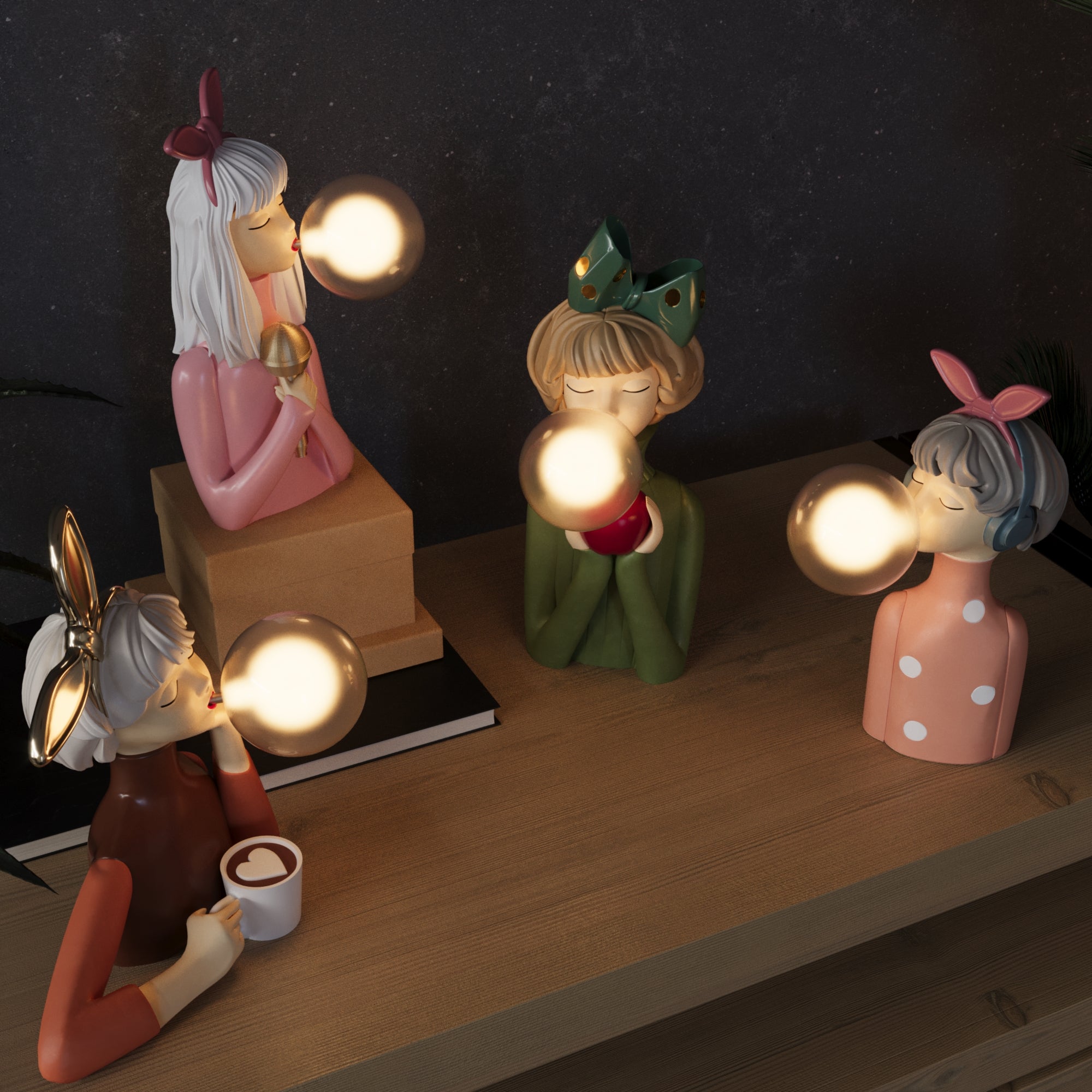 Tischlampe Holz Glas – Handgefertigt mit USB-Anschluss für Wohn- & Schlafzimmer