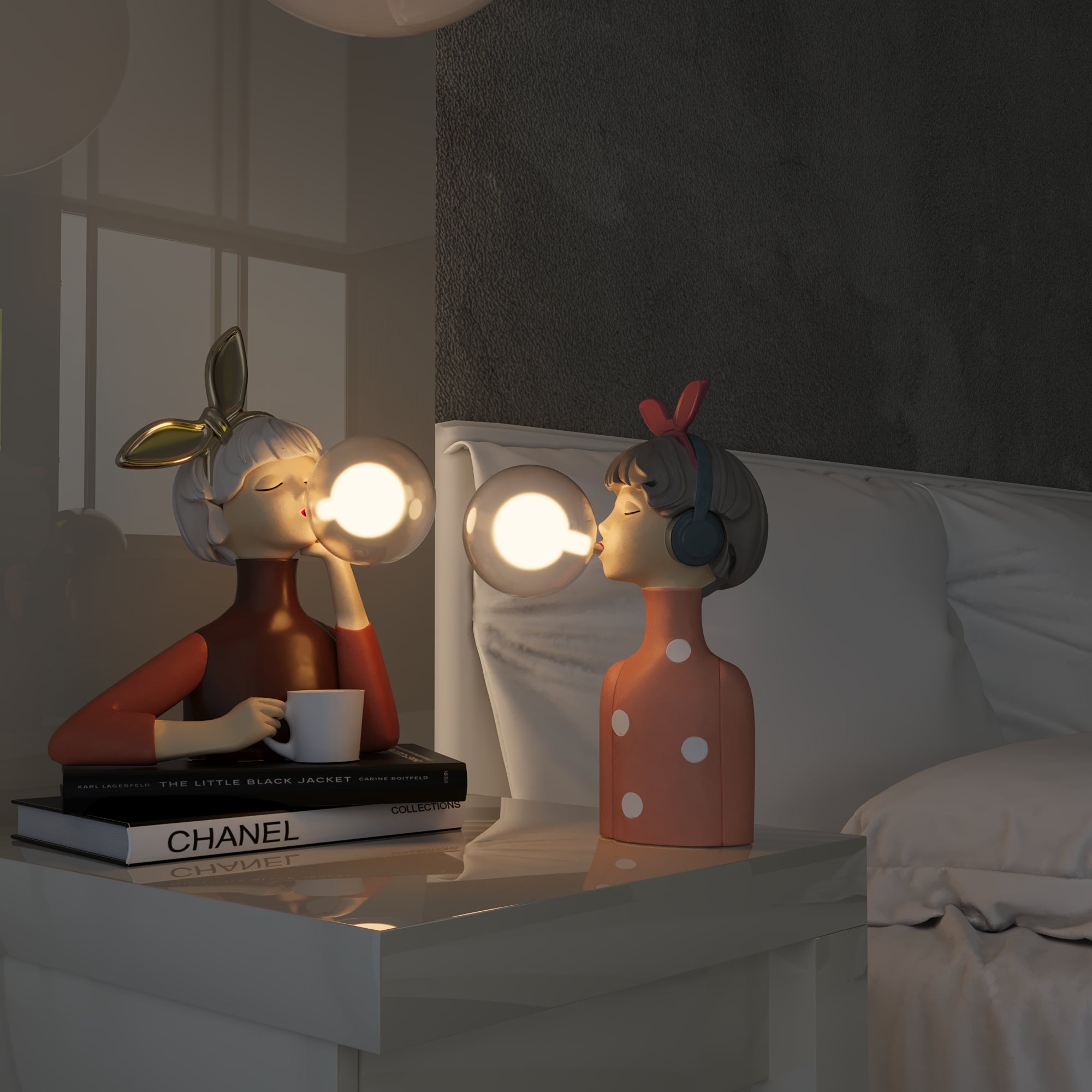 Tischlampe Holz Glas – Handgefertigt mit USB-Anschluss für Wohn- & Schlafzimmer