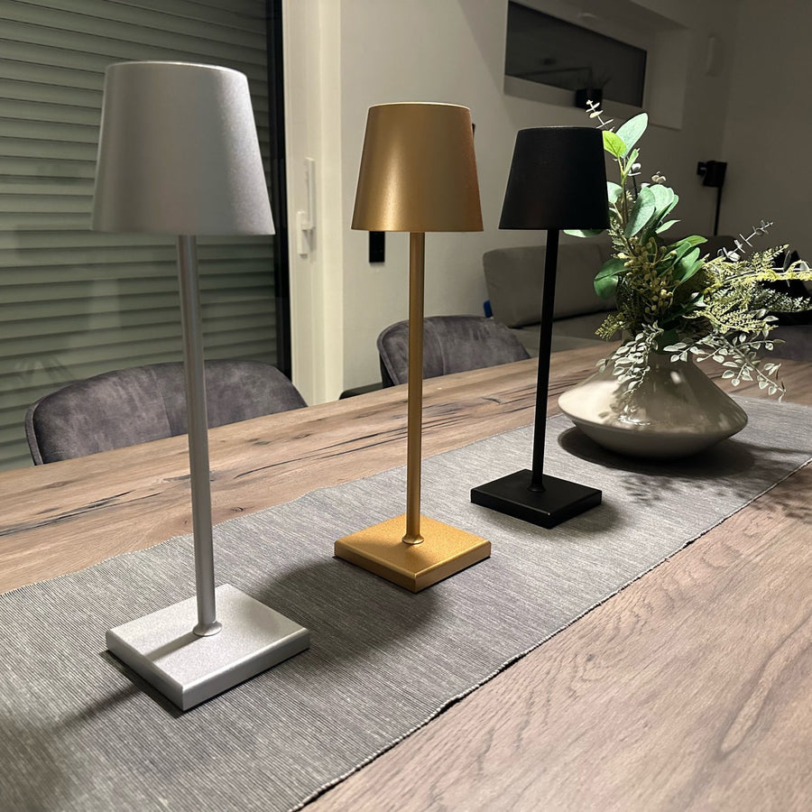 LED Tischlampe kabellos – Aluminium dimmbar mit Touch & Akku bis 28h
