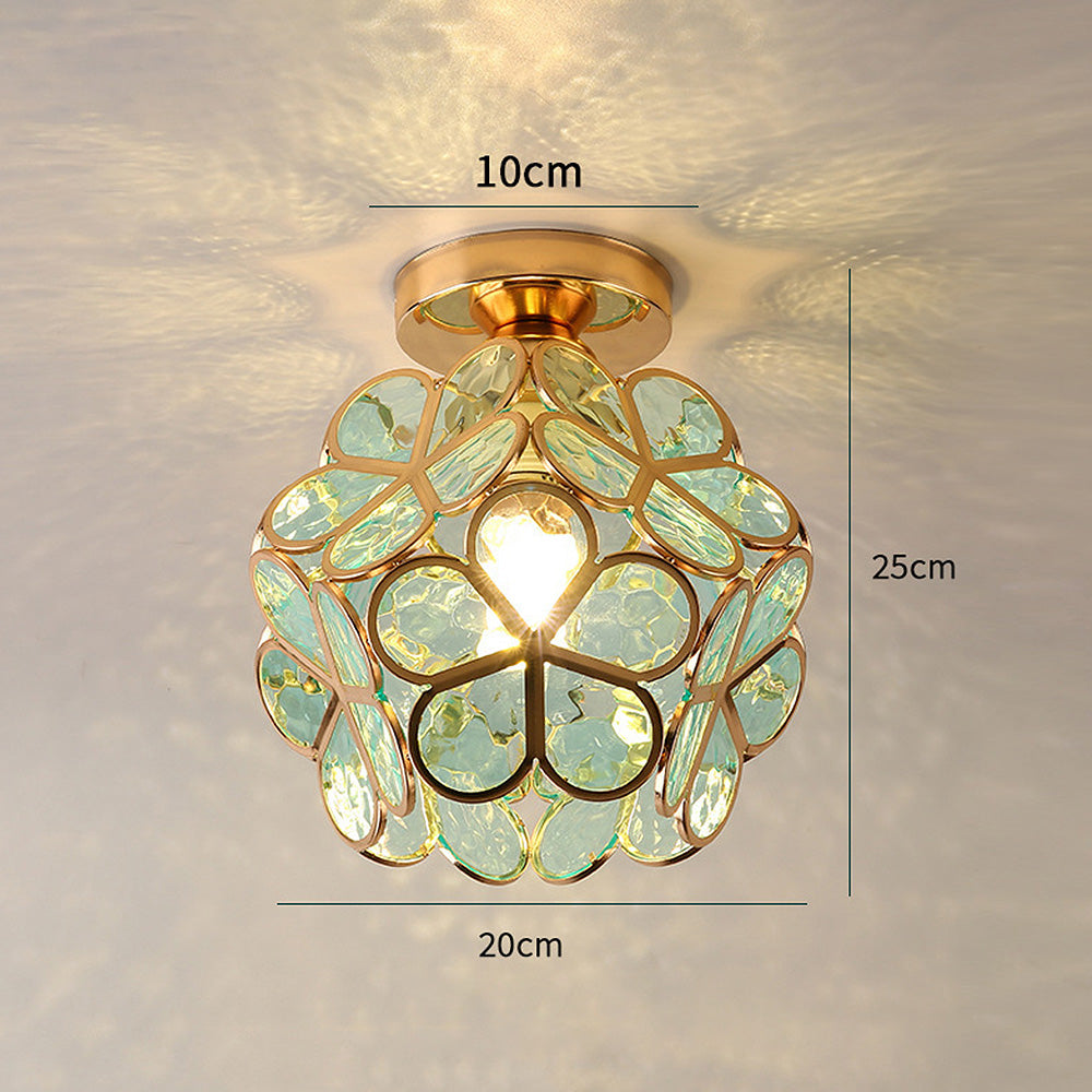 Deckenleuchte Blumen Glas – Florales Design mit E27-Fassung für Flur & Wohnraum