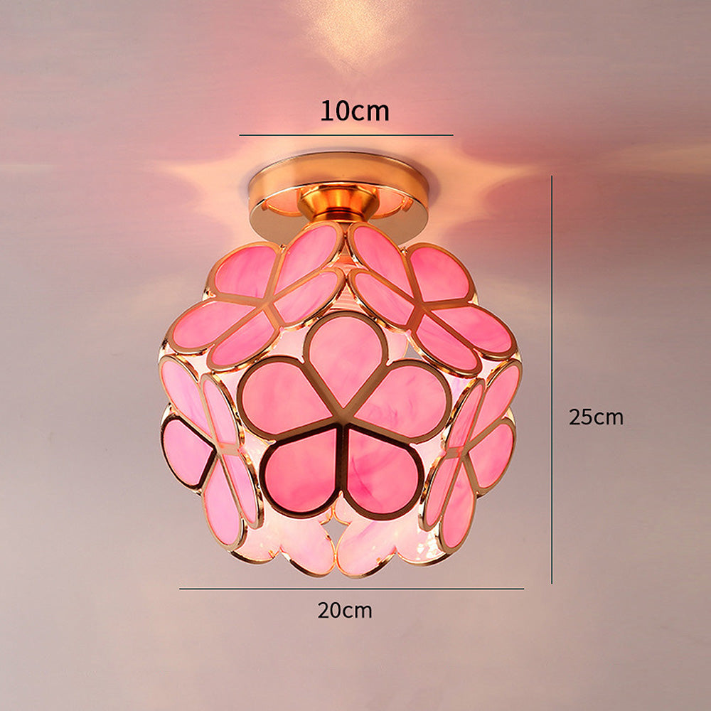 Deckenleuchte Blumen Glas – Florales Design mit E27-Fassung für Flur & Wohnraum