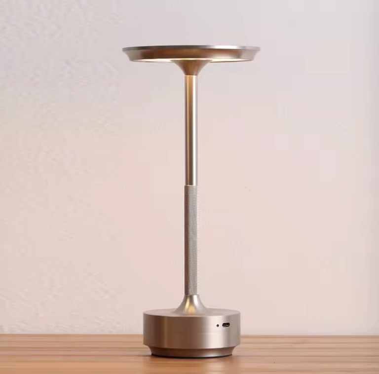 LED Tischlampe Dimmbar – Kabellos & Wassergeschützt IP44, 28cm Aluminium