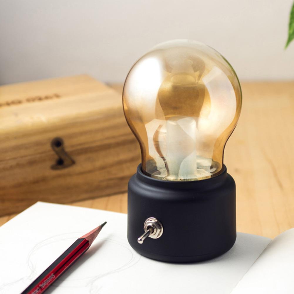 Retro LED Tischlampe – Tragbar & aufladbar mit USB, warmweiß, 12h Laufzeit