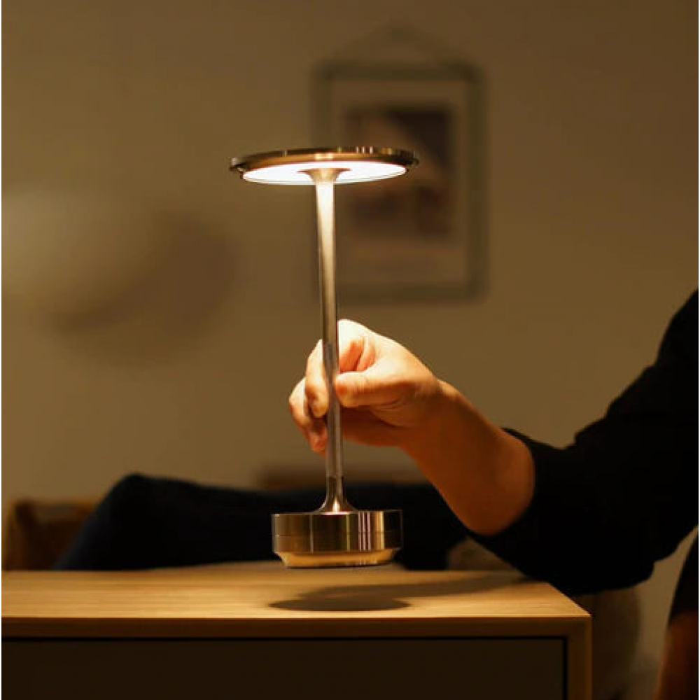 LED Tischlampe Dimmbar – Kabellos & Wassergeschützt IP44, 28cm Aluminium