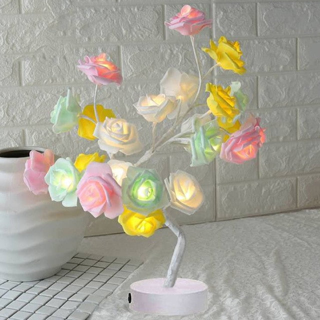 LED Rosenbaum Dekoleuchte – 45 cm, warmweiß, biegsame Äste, USB oder Batteriebetrieb