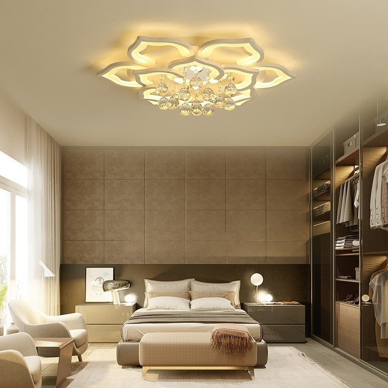 Kristall Deckenlampe LED – Dimmbar mit Fernbedienung & 3 Lichtfarben