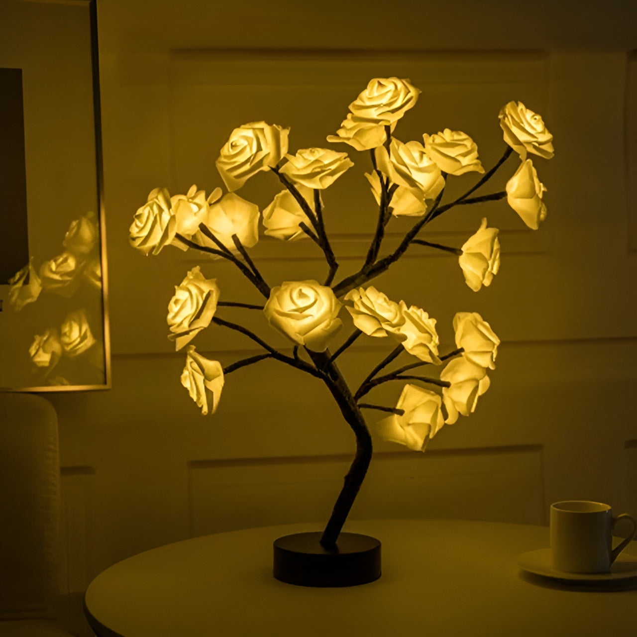 LED Rosenbaum Dekoleuchte – 45 cm, warmweiß, biegsame Äste, USB oder Batteriebetrieb