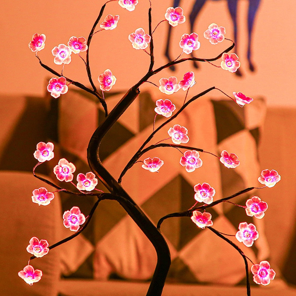 LED Blütenbaum – Dekoleuchte 50 cm mit USB & Batteriebetrieb, warmweiß