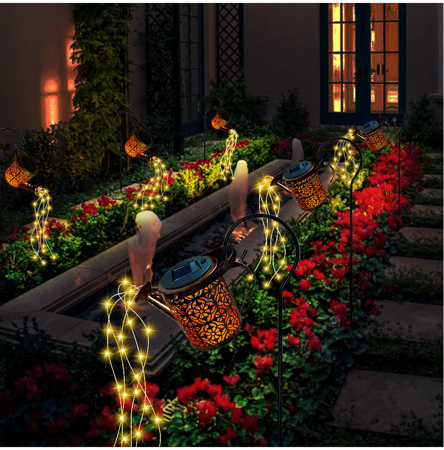 Solar Gartenleuchte Wasserfall – LED Deko-Licht 80cm warmweiß für Außenbereiche