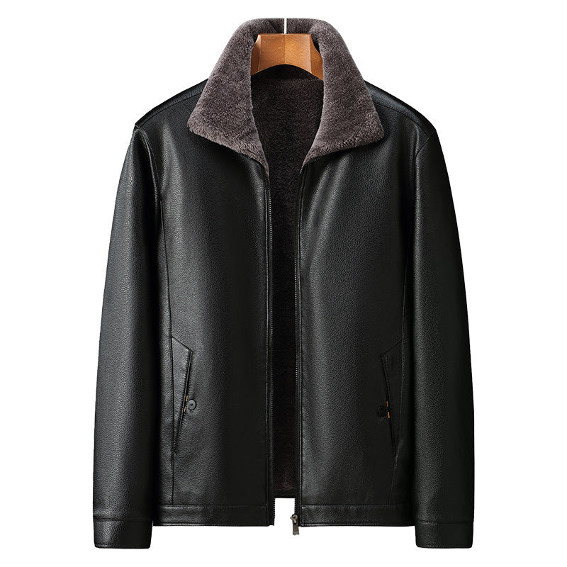 Herren Lederjacke Gefüttert - Mit Fleece-Futter Winter Warm
