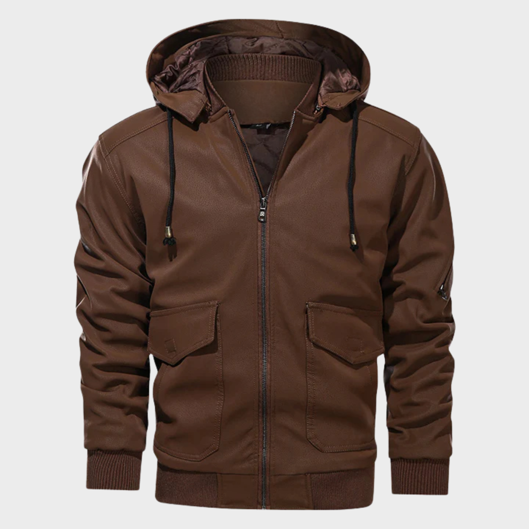Herren Lederjacke - Mit Kapuze für Freizeit und Alltag