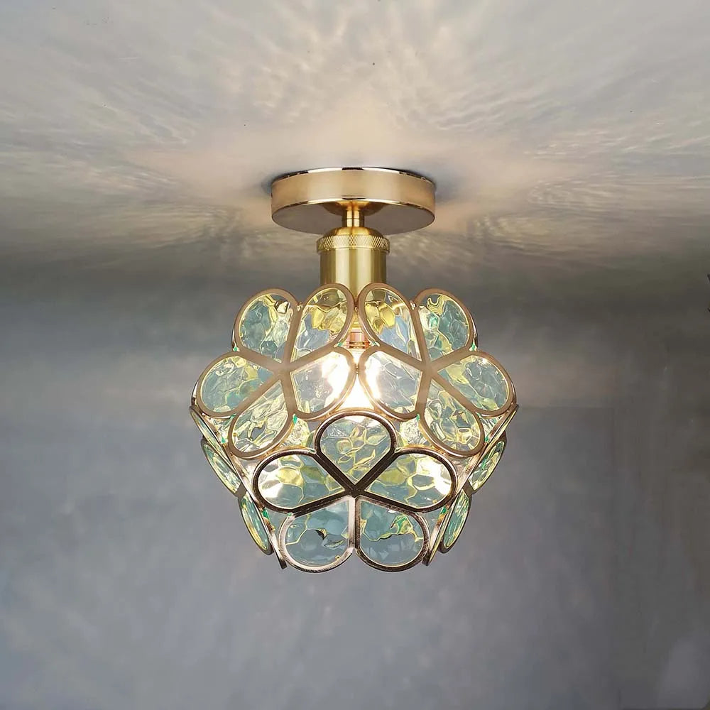 Deckenleuchte Blumen Glas – Florales Design mit E27-Fassung für Flur & Wohnraum