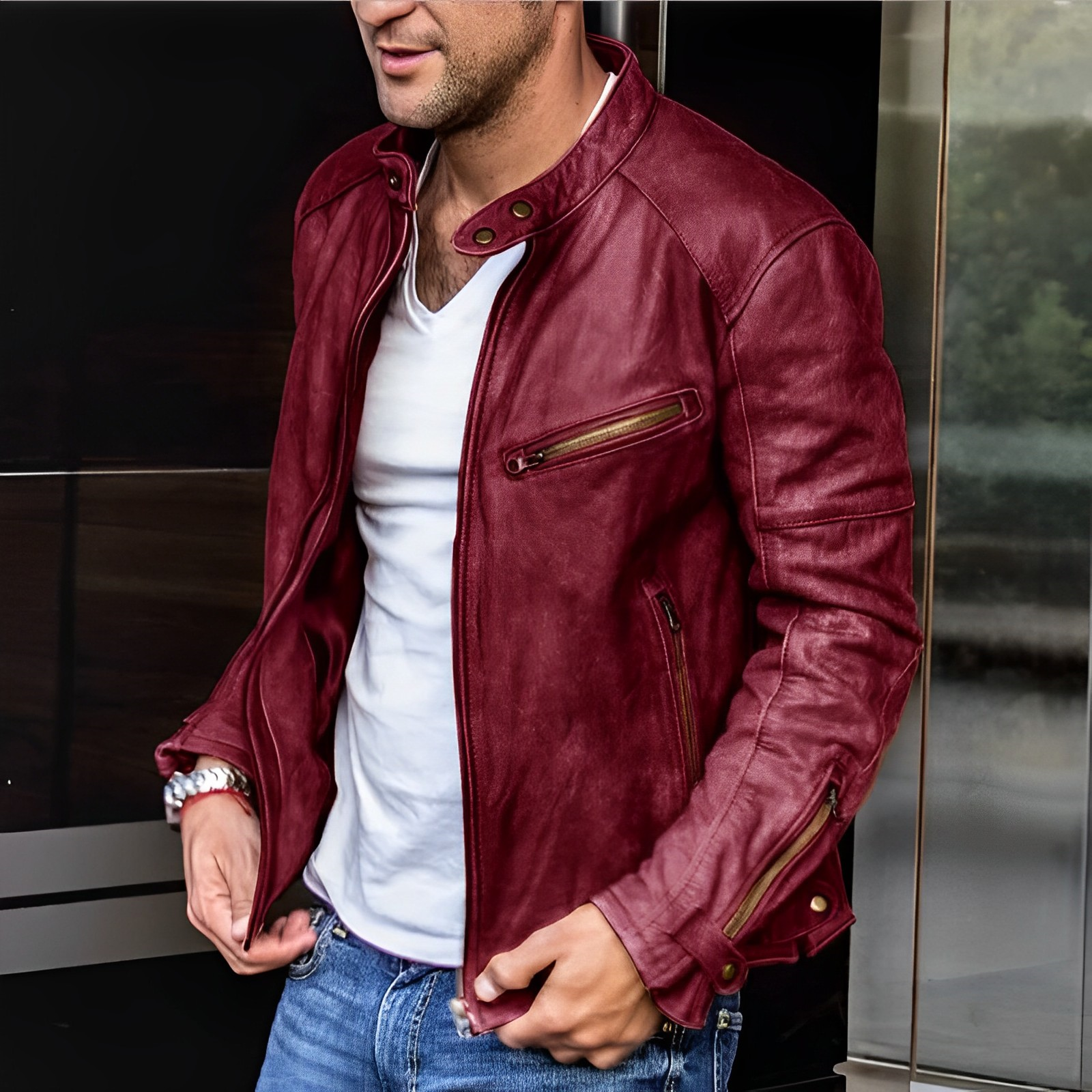 Herren Lederjacke - Mit Reißverschluss für Alltag und Freizeit