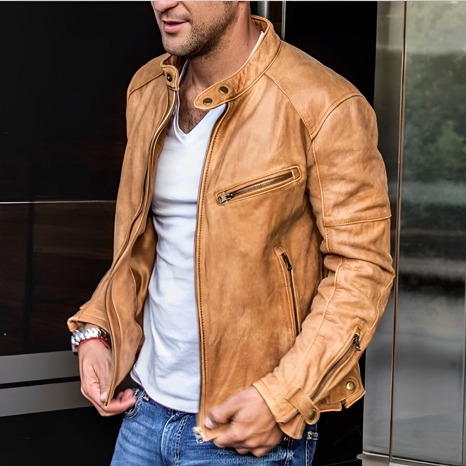 Herren Lederjacke - Mit Reißverschluss für Alltag und Freizeit