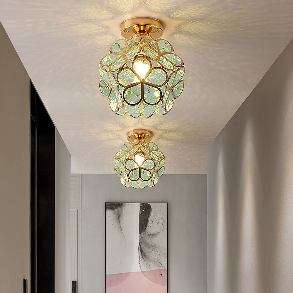 Deckenleuchte Blumen Glas – Florales Design mit E27-Fassung für Flur & Wohnraum
