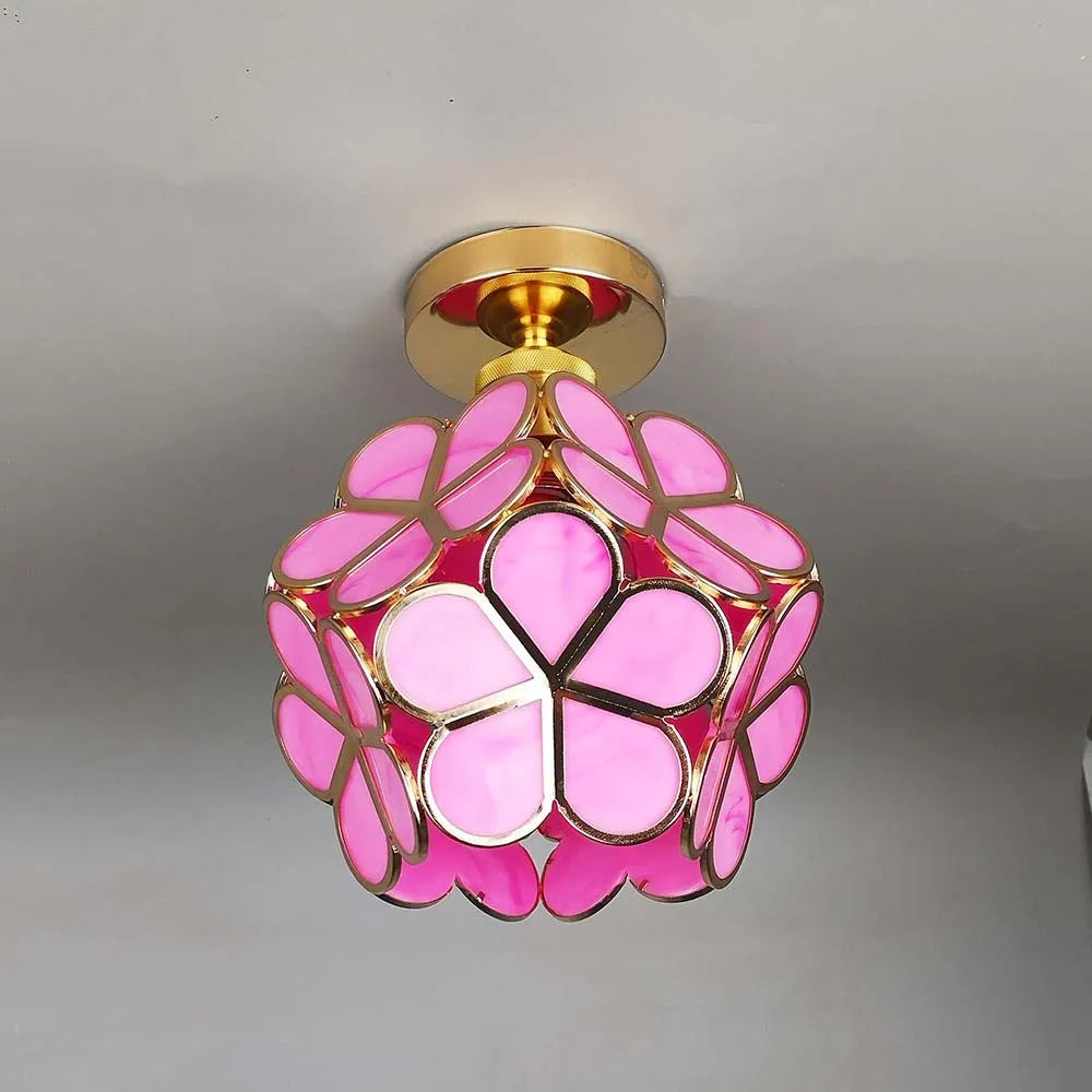Deckenleuchte Blumen Glas – Florales Design mit E27-Fassung für Flur & Wohnraum