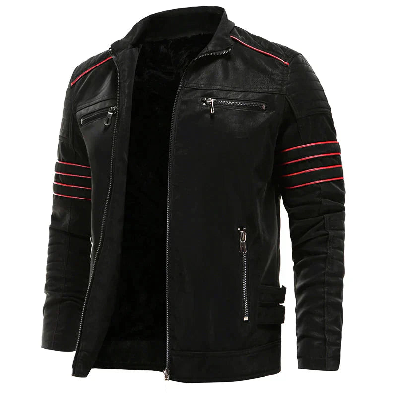 Herren Lederjacke - Mit Reißverschluss und Brusttaschen für Freizeit und Alltag