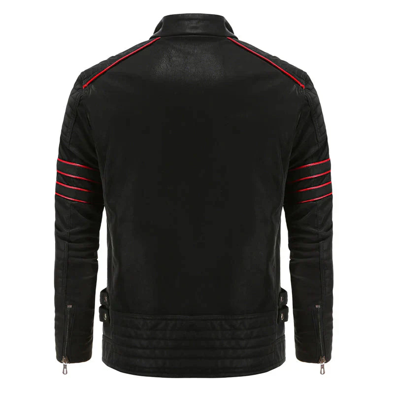 Herren Lederjacke - Mit Reißverschluss und Brusttaschen für Freizeit und Alltag