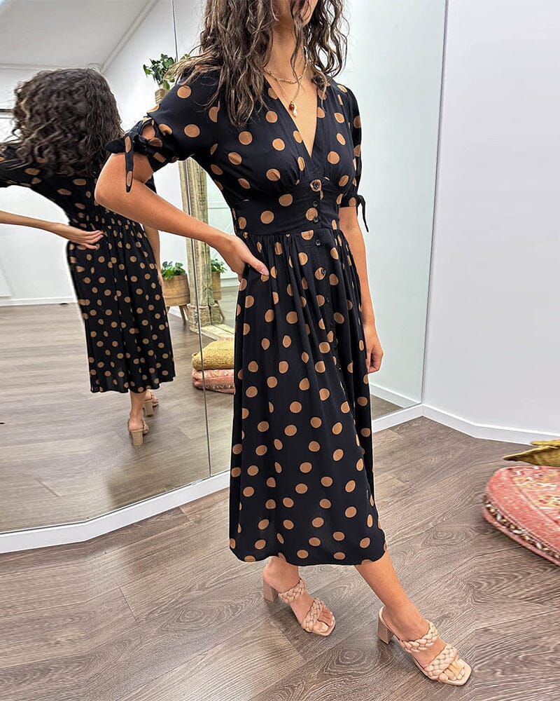Kleid V-Ausschnitt Sommer Freizeit Baumwolle