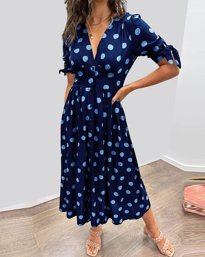 Kleid V-Ausschnitt Sommer Freizeit Baumwolle