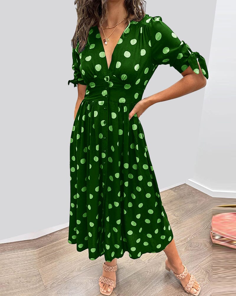 Kleid V-Ausschnitt Sommer Freizeit Baumwolle