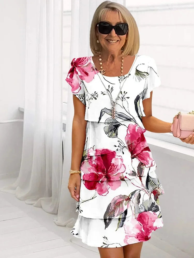 Kleid mit Wasserfallausschnitt – Knielang & Luftig – Elegant für Sommer & Events