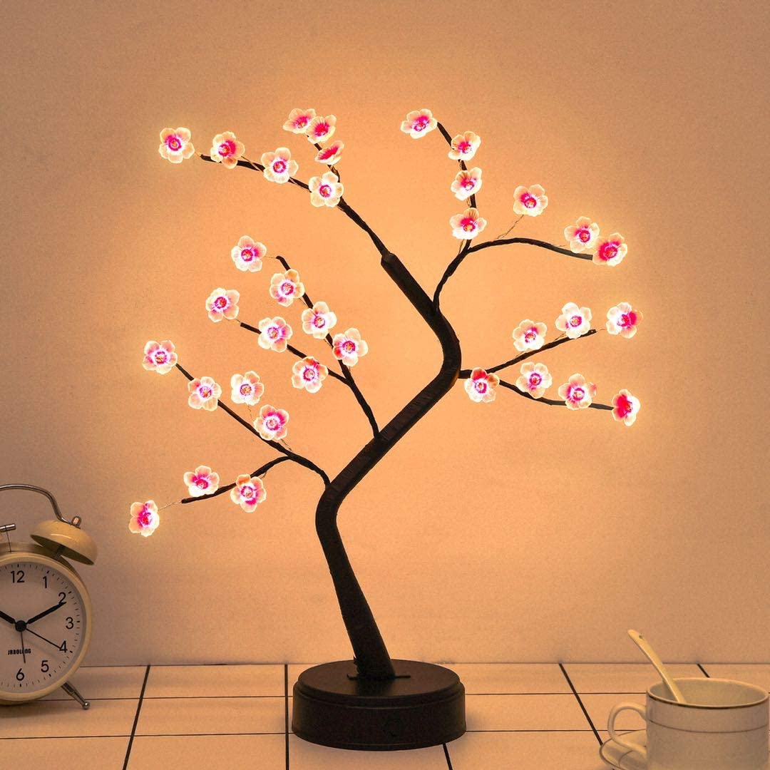 LED Blütenbaum – Dekoleuchte 50 cm mit USB & Batteriebetrieb, warmweiß