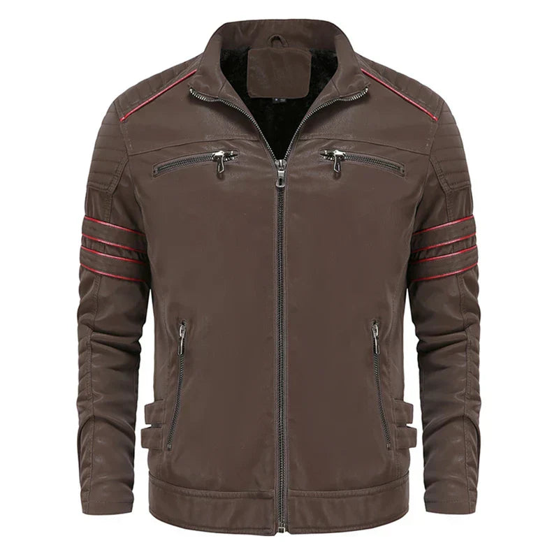 Herren Lederjacke - Mit Reißverschluss und Brusttaschen für Freizeit und Alltag