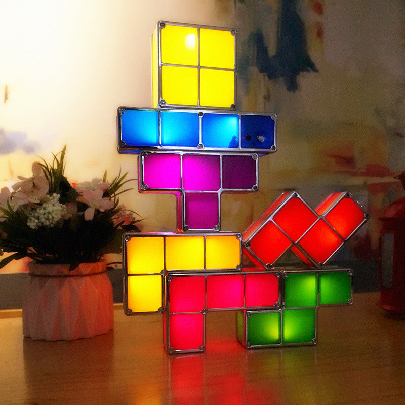 LED Stapellampe Retro – Interaktive Leuchtblöcke mit Netzbetrieb, 7 Farben