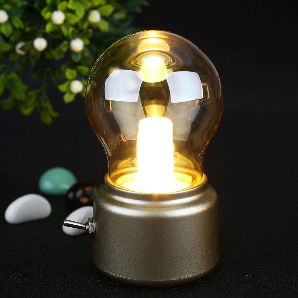 Retro LED Tischlampe – Tragbar & aufladbar mit USB, warmweiß, 12h Laufzeit