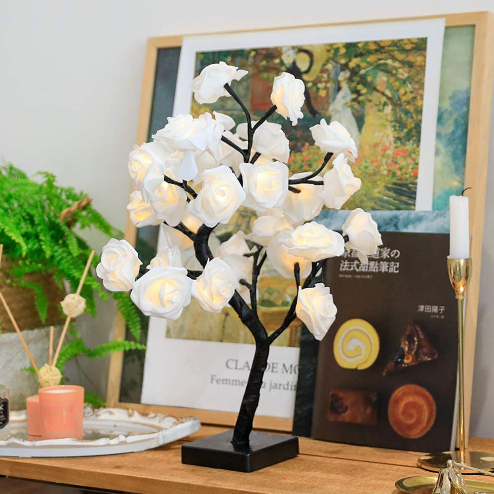 LED Rosenbaum Dekoleuchte – 45 cm, warmweiß, biegsame Äste, USB oder Batteriebetrieb