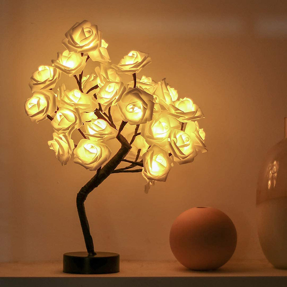 LED Rosenbaum Dekoleuchte – 45 cm, warmweiß, biegsame Äste, USB oder Batteriebetrieb