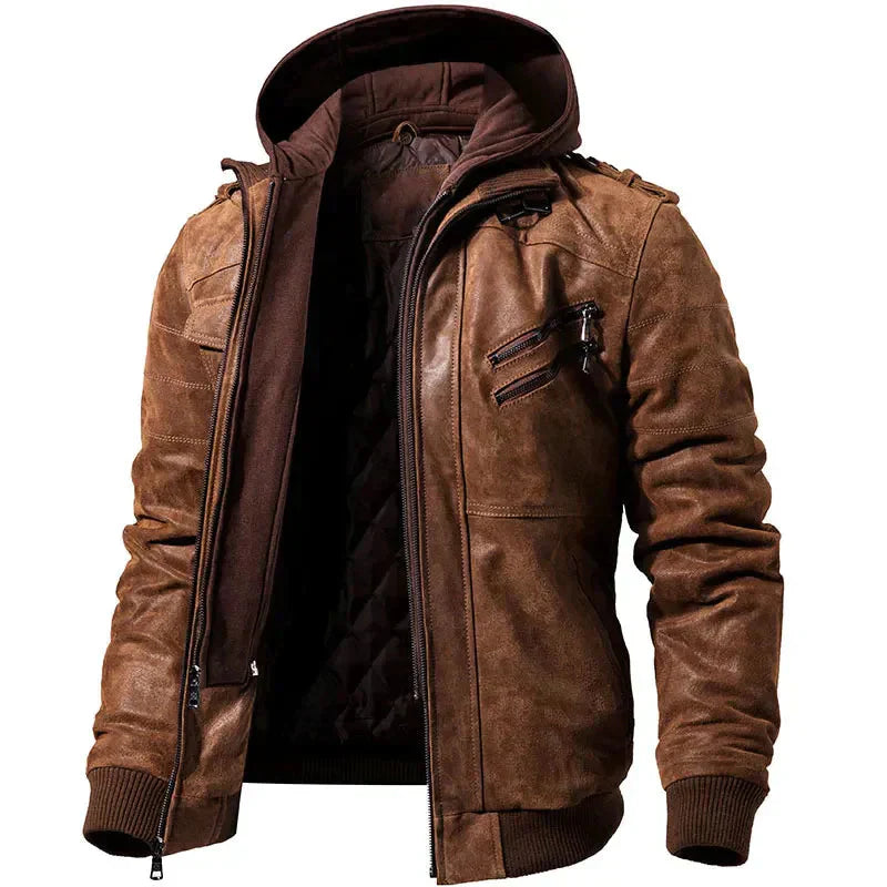 Herren Lederjacke - Winter Warm gefüttert