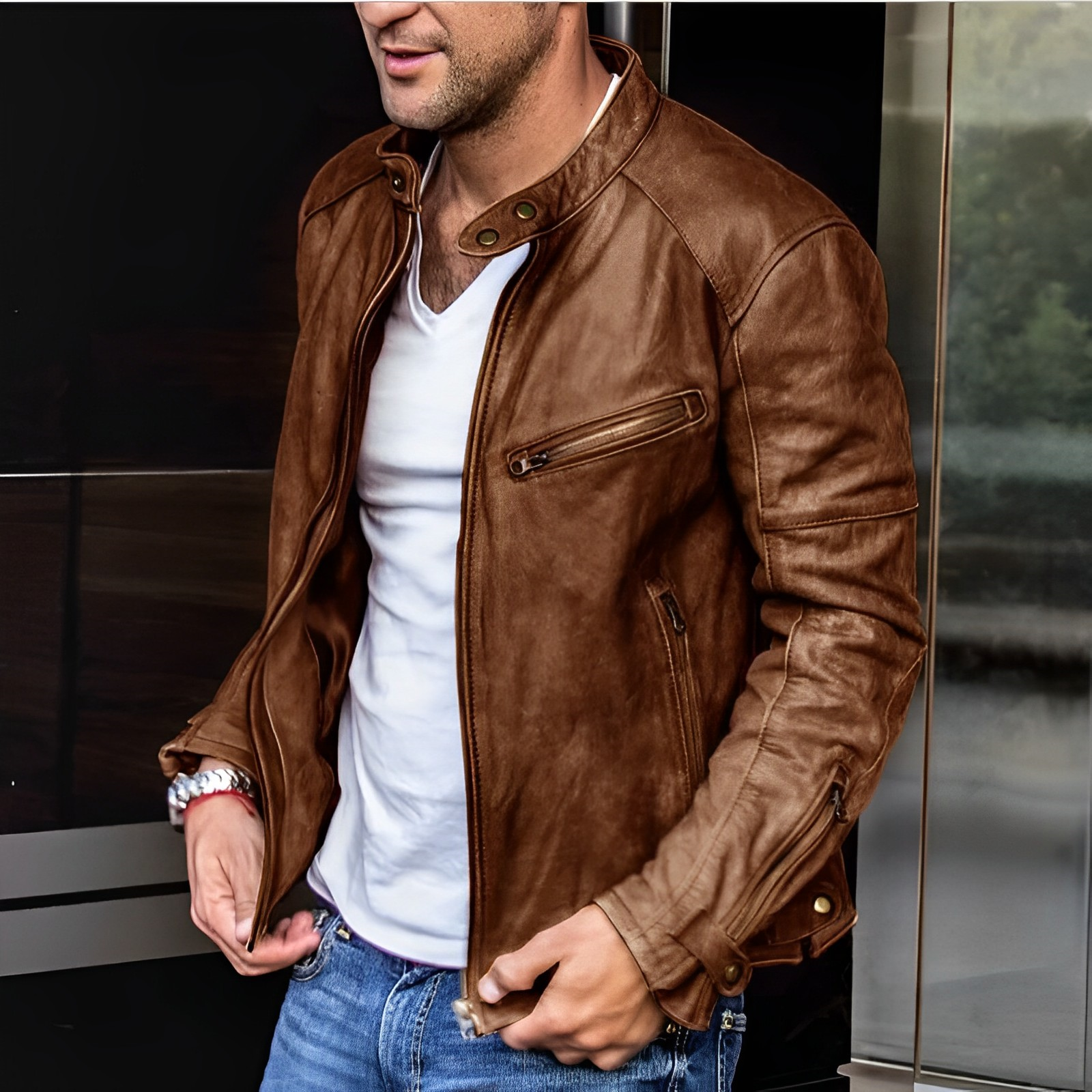 Herren Lederjacke - Mit Reißverschluss für Alltag und Freizeit